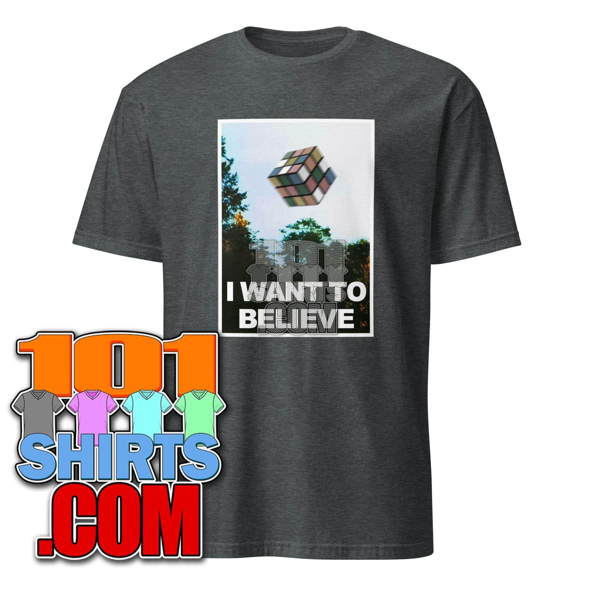 I want to believe Rubick Cube Rubix Rubicks Game Cube X-Files Funny T-Shirt - 101SHIRTS