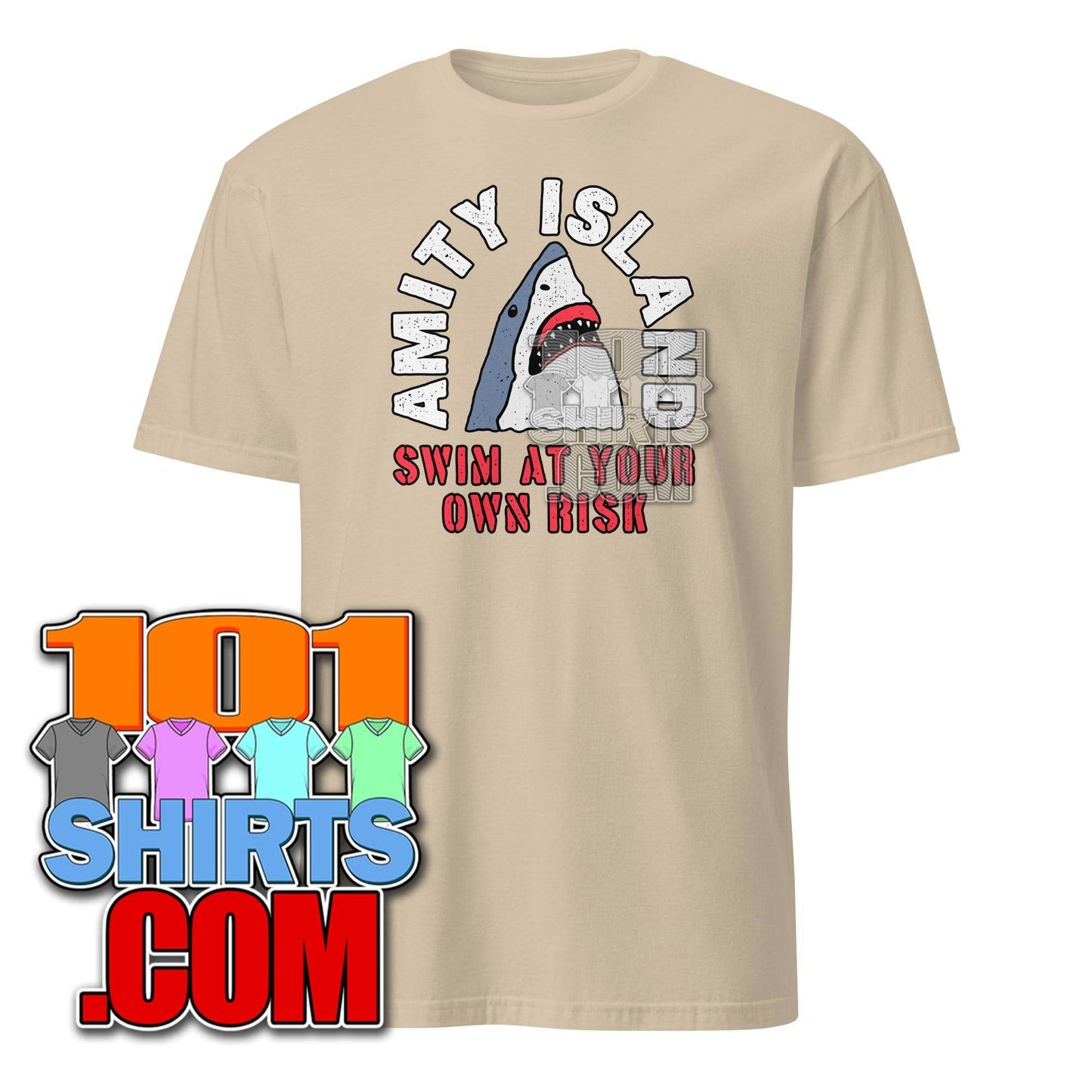 Swim at Own risk Amity Island Jaws Caution Funny Movie Parody T-Shirt - 101SHIRTS
