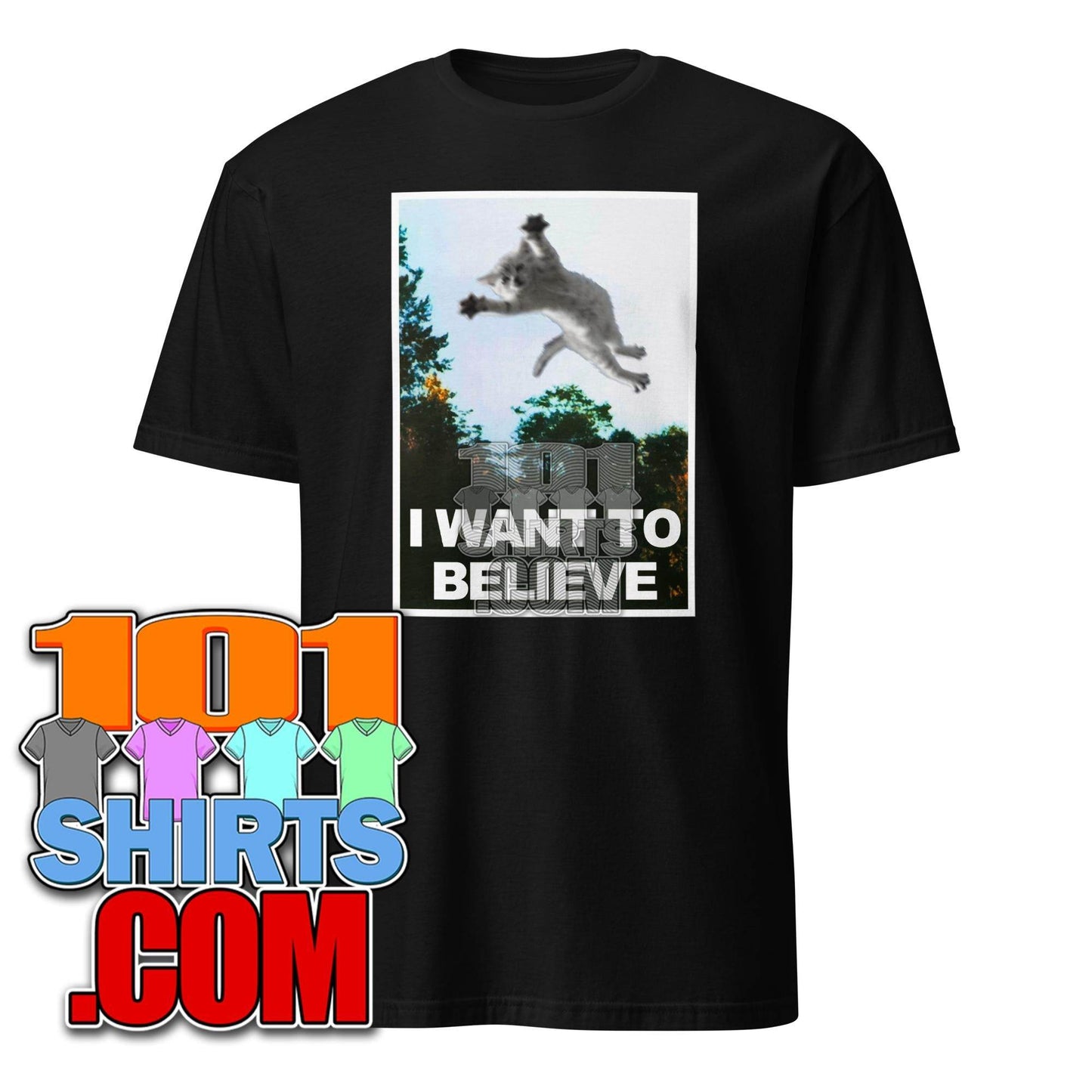 I want to believe Flying Cute Cat Kitty X-Files Funny T-Shirt - 101SHIRTS