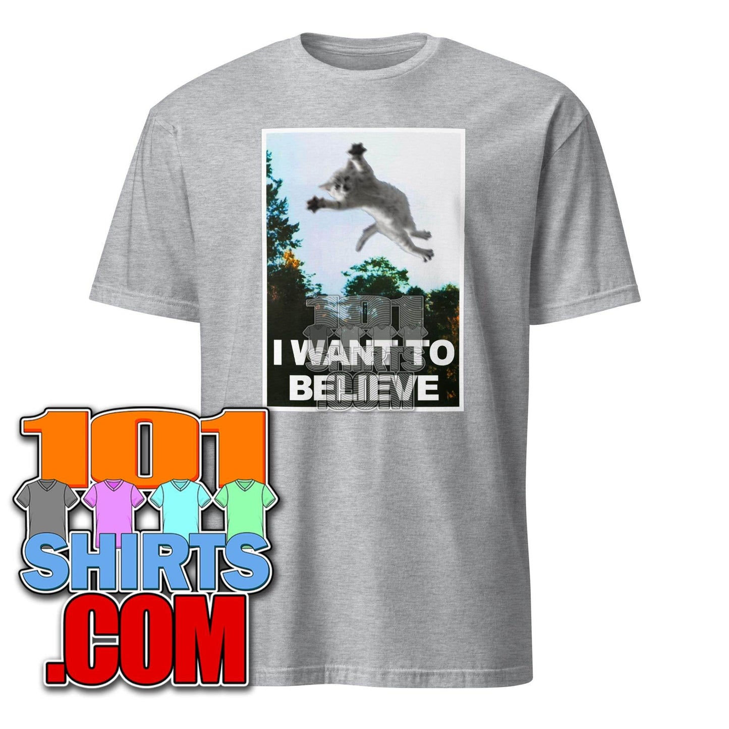 I want to believe Flying Cute Cat Kitty X-Files Funny T-Shirt - 101SHIRTS