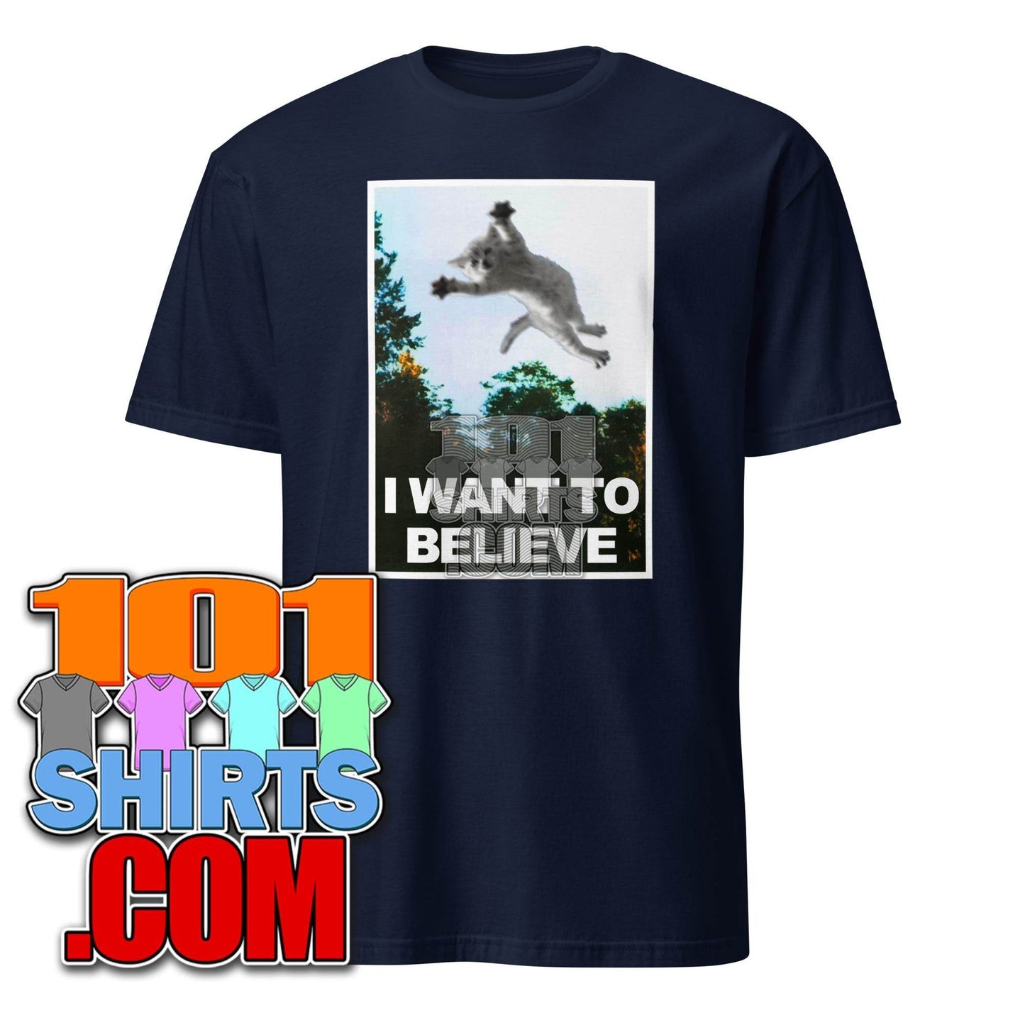 I want to believe Flying Cute Cat Kitty X-Files Funny T-Shirt - 101SHIRTS