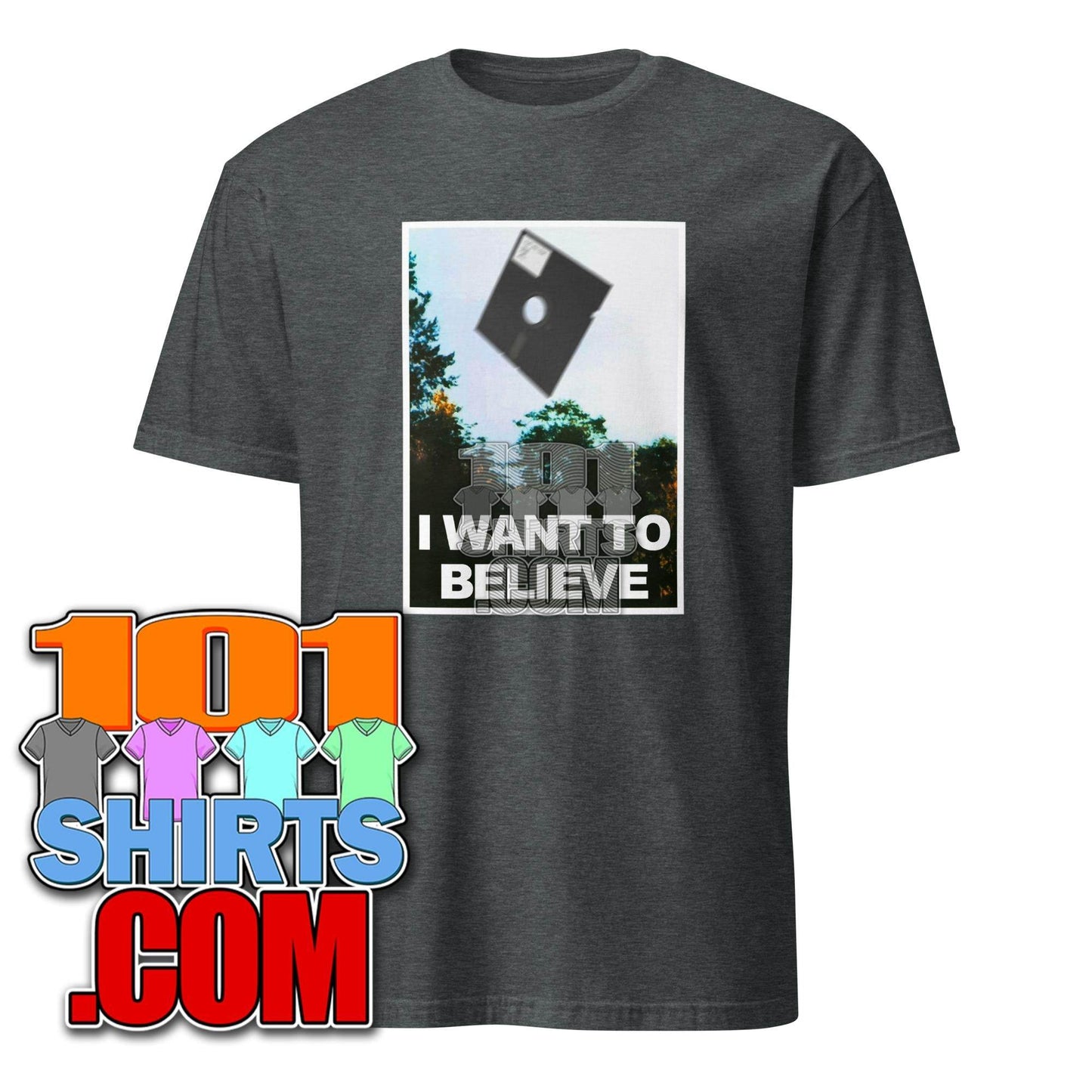 I want to believe Old Vintage Computer 5,25 Floppy Disk X-Files Funny T-Shirt - 101SHIRTS