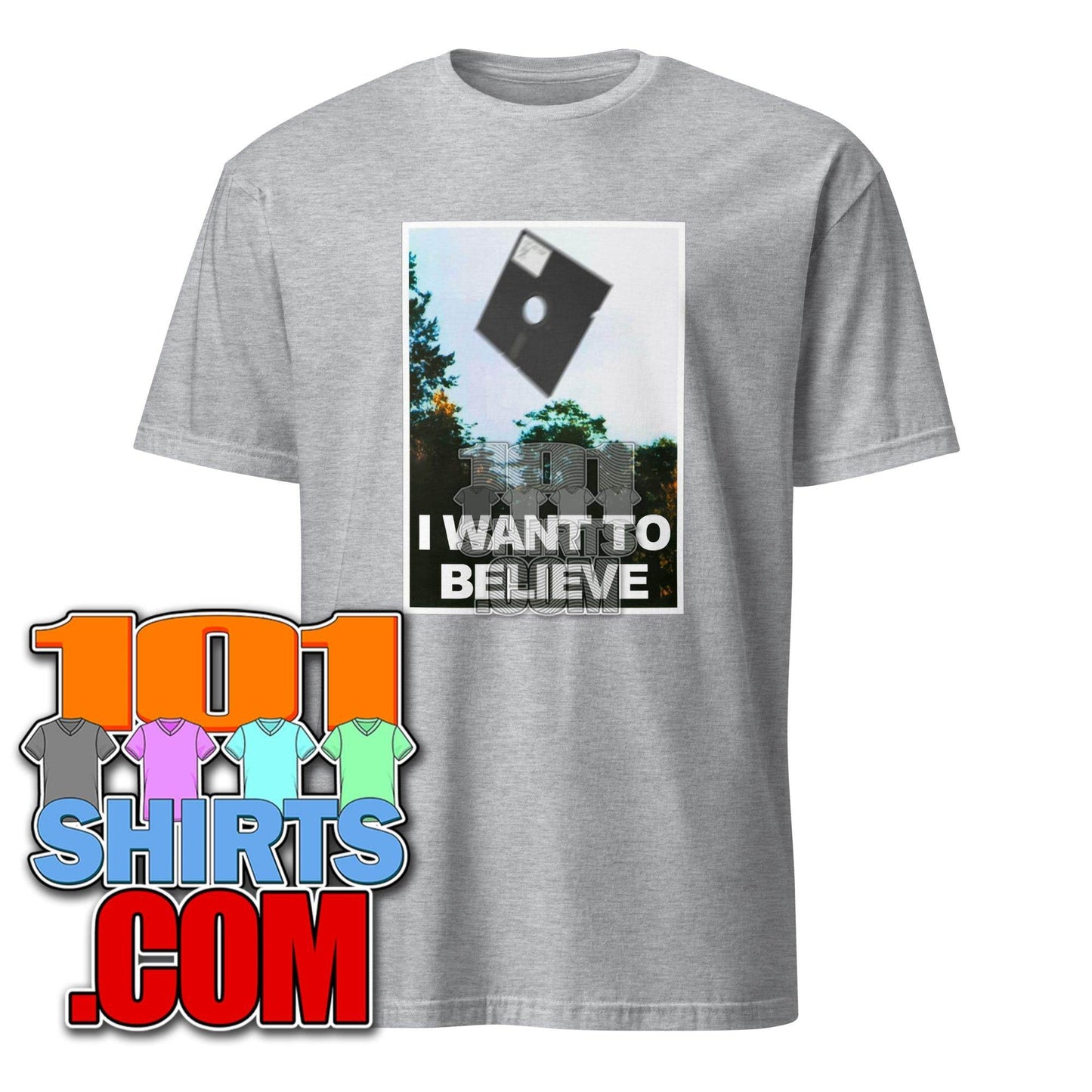 I want to believe Old Vintage Computer 5,25 Floppy Disk X-Files Funny T-Shirt - 101SHIRTS