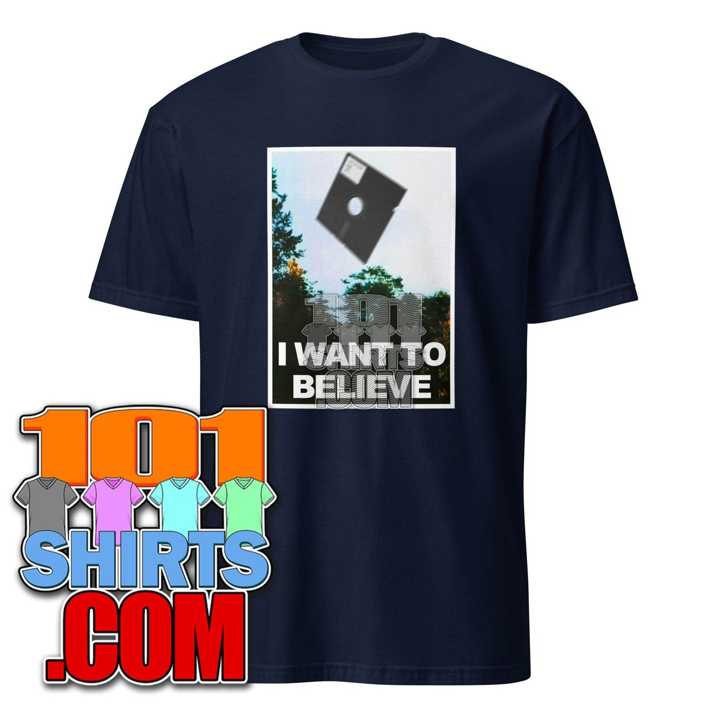I want to believe Old Vintage Computer 5,25 Floppy Disk X-Files Funny T-Shirt - 101SHIRTS