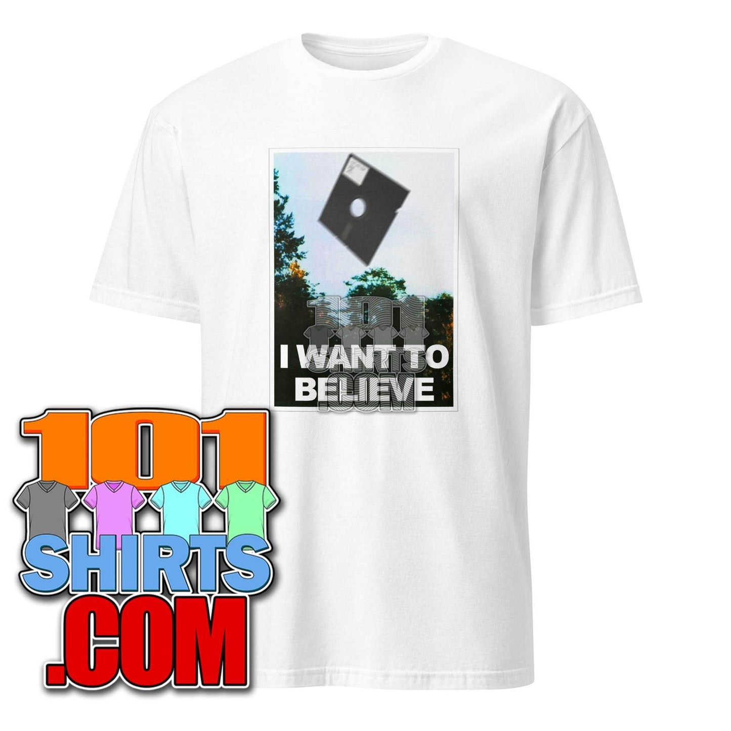 I want to believe Old Vintage Computer 5,25 Floppy Disk X-Files Funny T-Shirt - 101SHIRTS