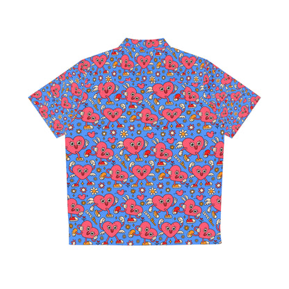 Retro Cartoon Characters Hearts Love Funny Hawaiian Aloha Shirt