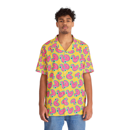 Swimming Pool Tropical Flamingo Swimming Tire Party Funny Hawaiian Aloha Shirt