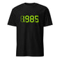 1985 Year inspired by Back To The Future Movie Desk Time Clock Time Machine in Dolorean T-shirt