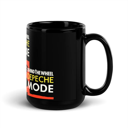 Black 1987 Depeche Mode mug with yellow and white text design by 101SHIRTS