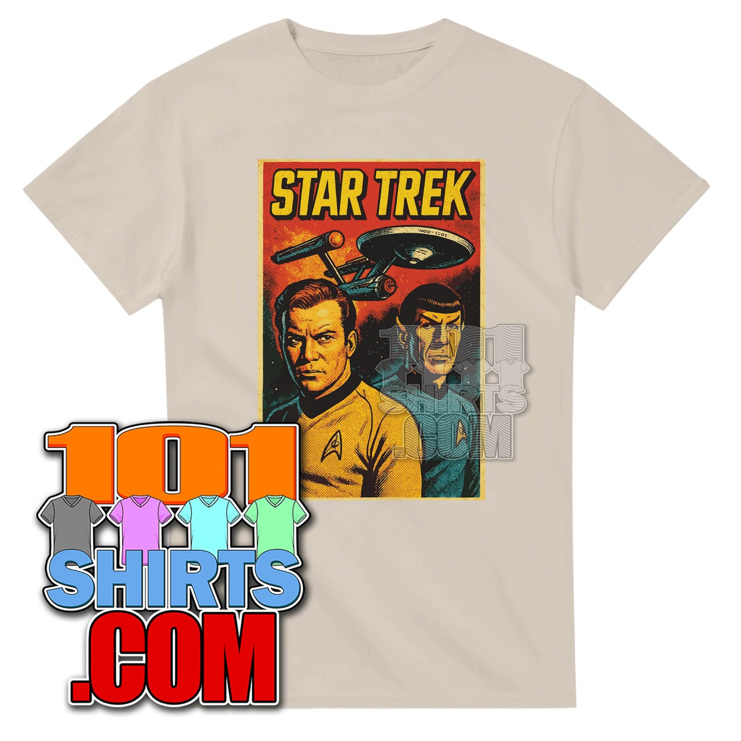 Star Trek The Original Series T-Shirt - Kirk Spock  Retro Vintage Sci-Fi Tee