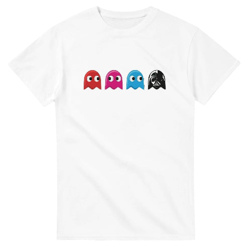 PacMan Ghost  Darth  Vader T-Shirt SciFi Video Game Mashup Tee