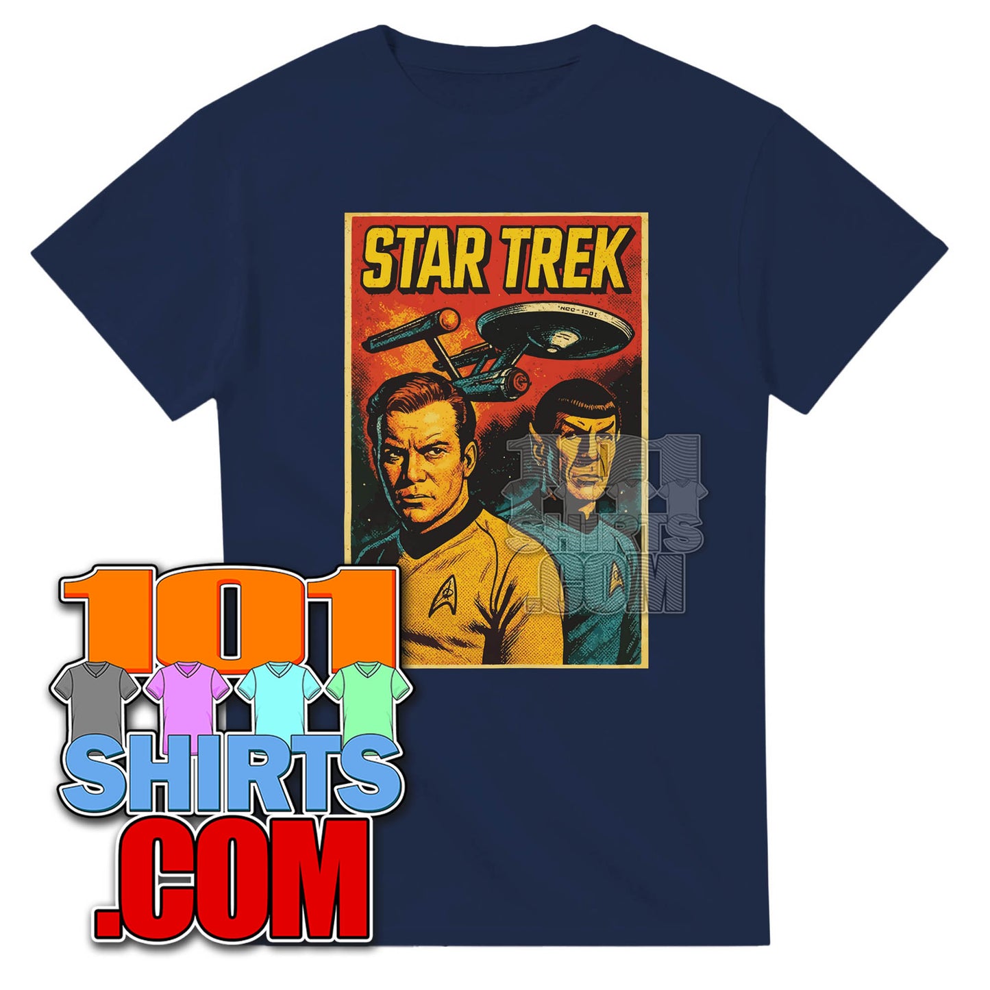 Star Trek The Original Series T-Shirt - Kirk Spock  Retro Vintage Sci-Fi Tee