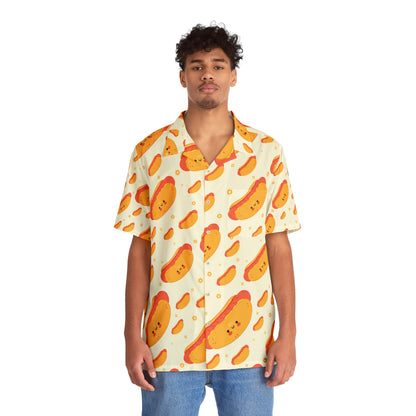 Japanese Manga Kawaii Character Hot Dog Party Funny Hawaiian Aloha Shirt