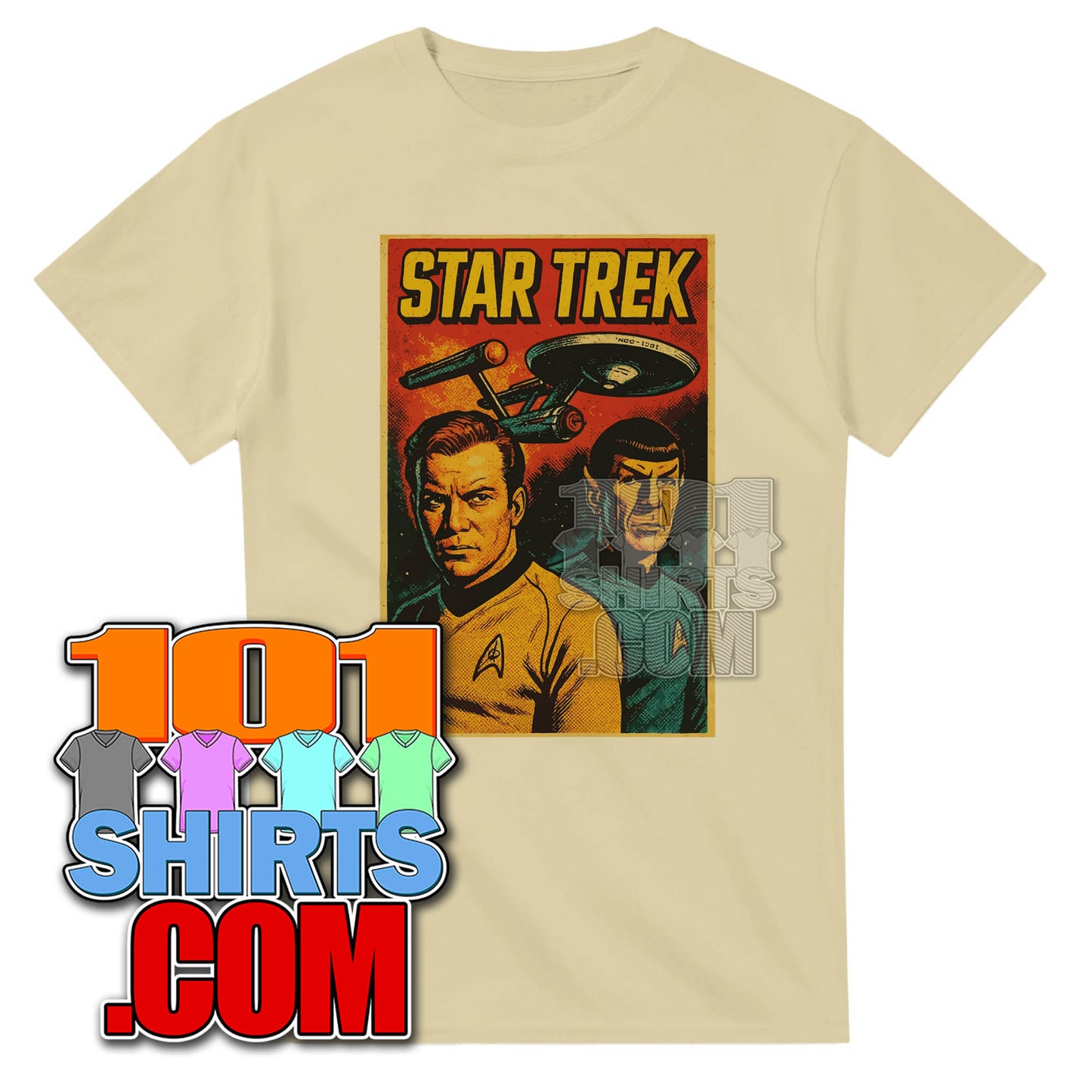 Star Trek The Original Series T-Shirt - Kirk Spock  Retro Vintage Sci-Fi Tee