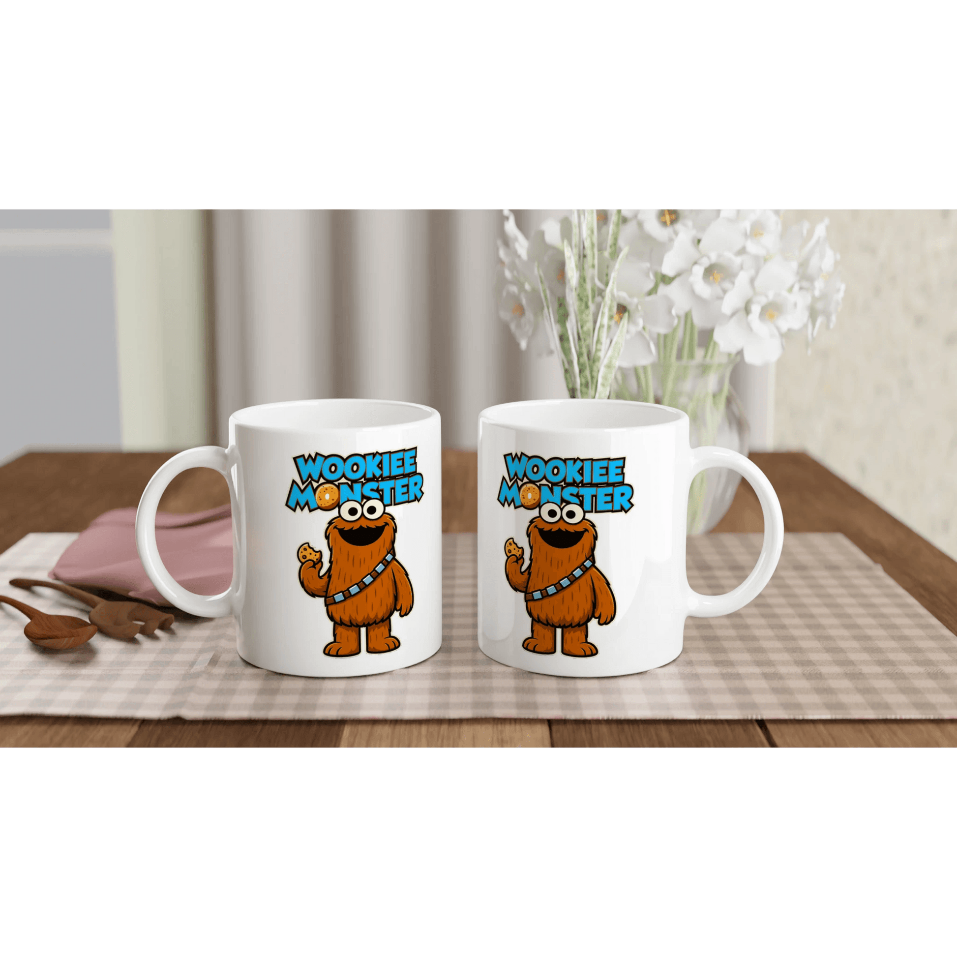 Wookiee Monster Mug - Funny Star Wars & Sesame Street cookie monster Parody, Cute Sci-Fi Coffee Cup - 101SHIRTS