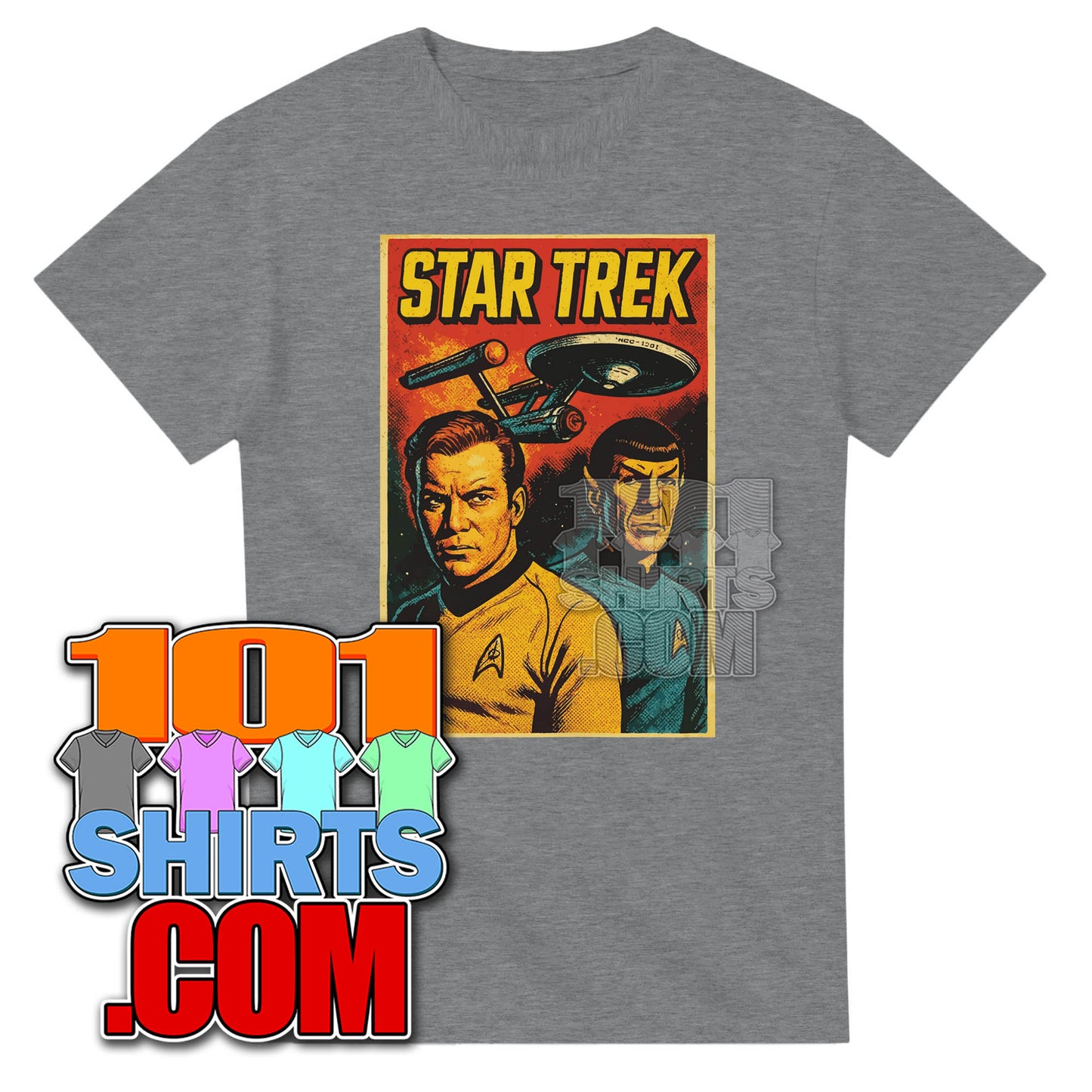 Star Trek The Original Series T-Shirt - Kirk Spock  Retro Vintage Sci-Fi Tee
