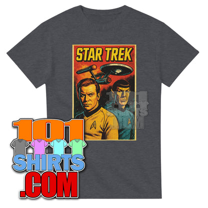 Star Trek The Original Series T-Shirt - Kirk Spock  Retro Vintage Sci-Fi Tee