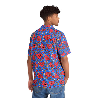 Retro Cartoon Characters Hearts Love Funny Hawaiian Aloha Shirt