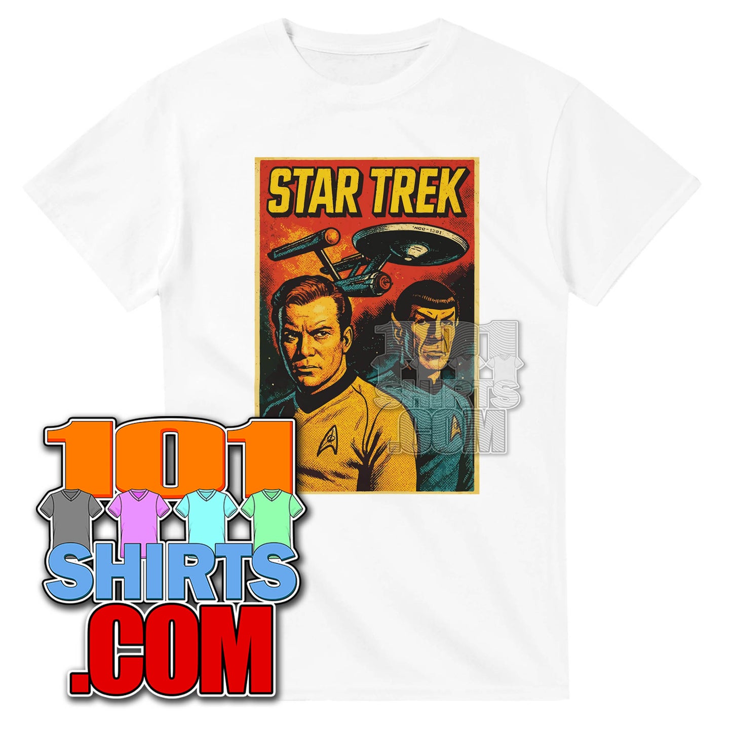 Star Trek The Original Series T-Shirt - Kirk Spock  Retro Vintage Sci-Fi Tee