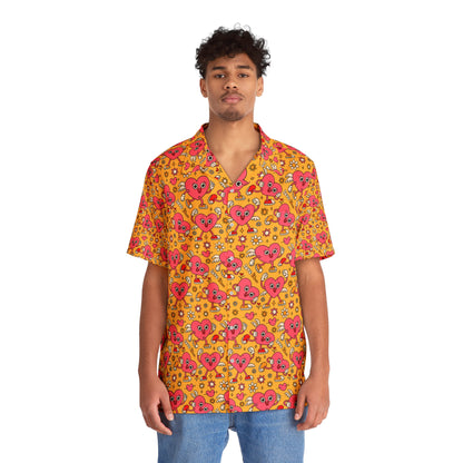 Retro Cartoon Characters Hearts Love Funny Hawaiian Aloha Shirt