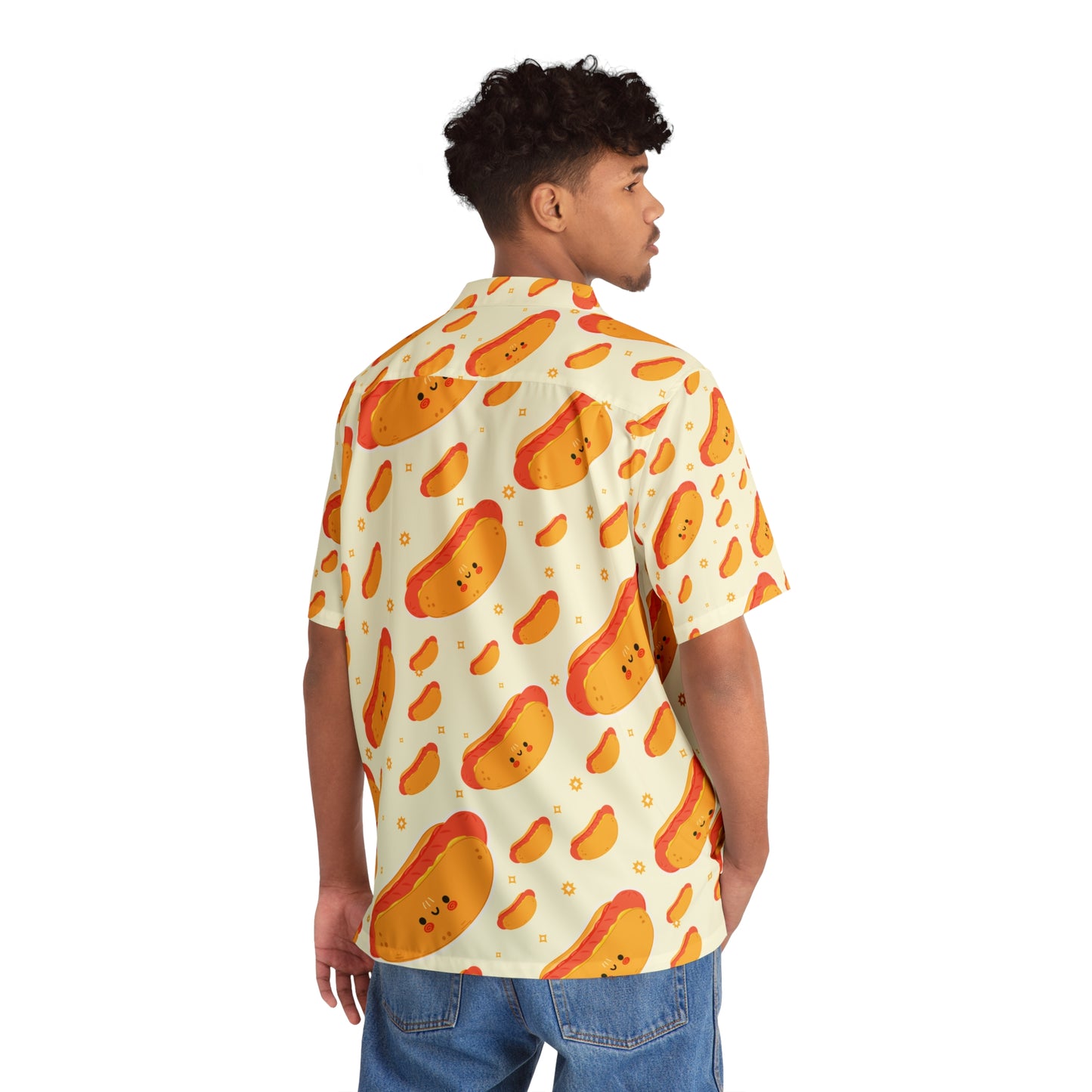 Japanese Manga Kawaii Character Hot Dog Party Funny Hawaiian Aloha Shirt