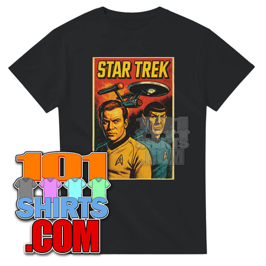 Star Trek The Original Series T-Shirt - Kirk Spock  Retro Vintage Sci-Fi Tee