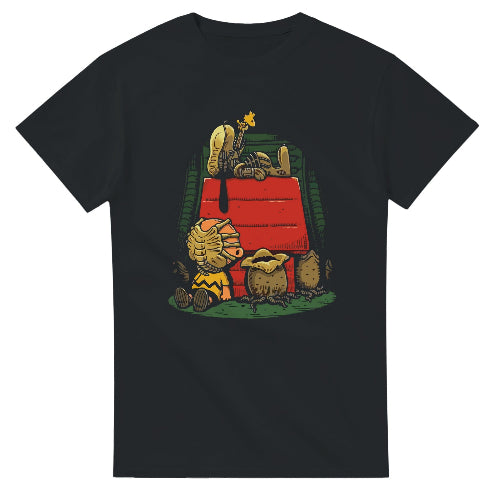 Alien Facehugger Peanuts T-Shirt: Funny Movie Parody  Perfect Gift for Fans!