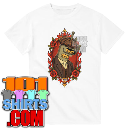 "Bender Peaky Blinders" Futurama Gangster Robot T-Shirt Funny Parody Tee