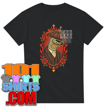 "Bender Peaky Blinders" Futurama Gangster Robot T-Shirt Funny Parody Tee