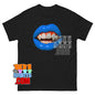 Blue Vampire Lips Grill T-Shirt | Edgy Fangs & Diamond Grills
