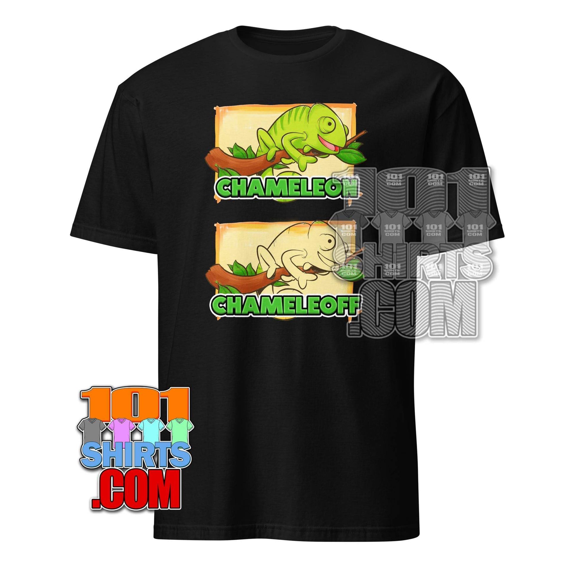 "CHAMELEON / CHAMELEOFF" Pun T-Shirt | Funny Reptile & Tech Humor Tee | Perfect Gift for Animal Lovers & Witty Folks