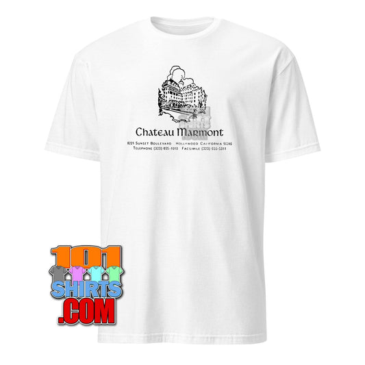 Chateau Marmont Hotel Vintage Address Logo T-Shirt – Iconic Hollywood Style Tee - 101SHIRTS