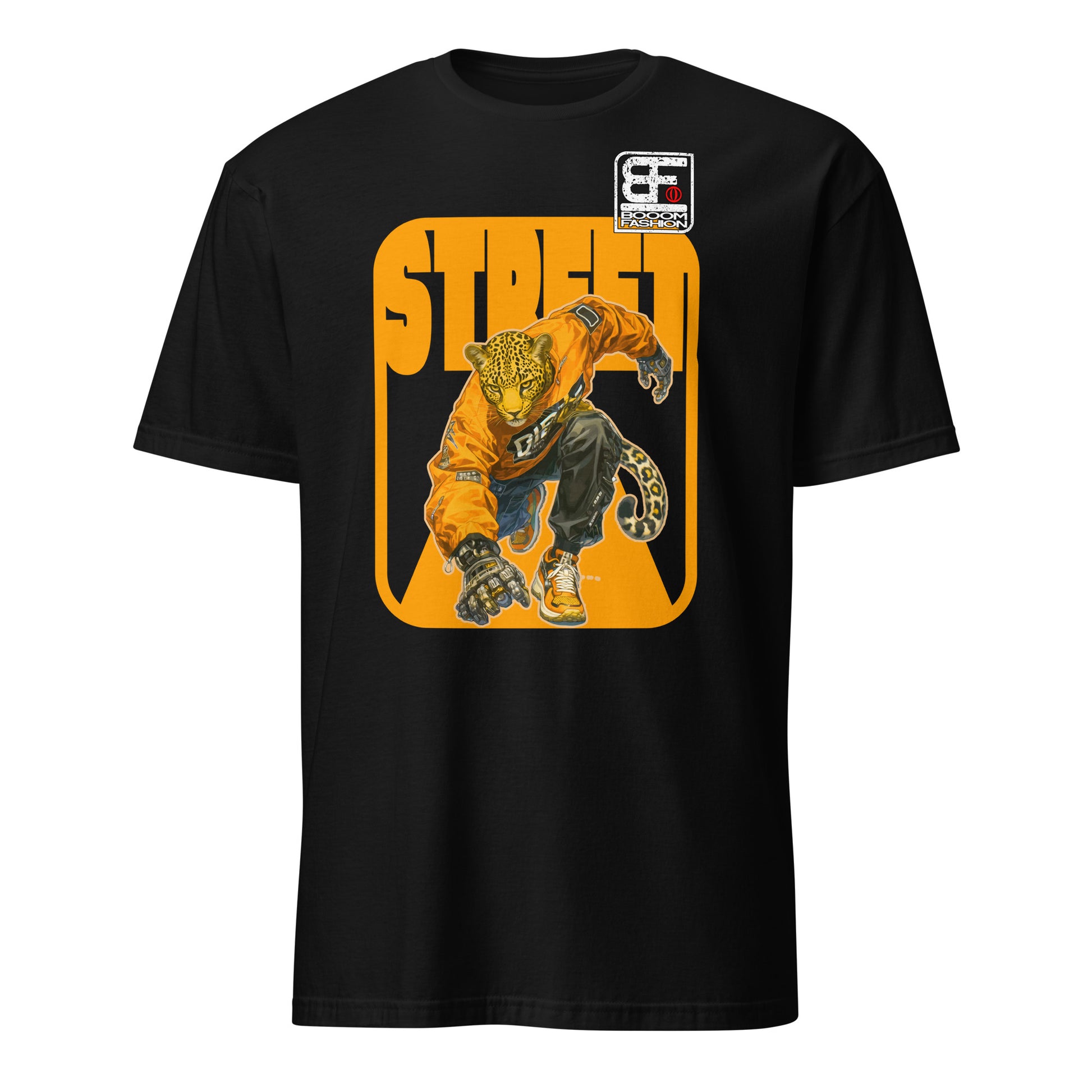 Cheetah Cat Person Hybrid Streetweare Cheetah Cat Human Body Art Design Booomfashion Unisex T-Shirt