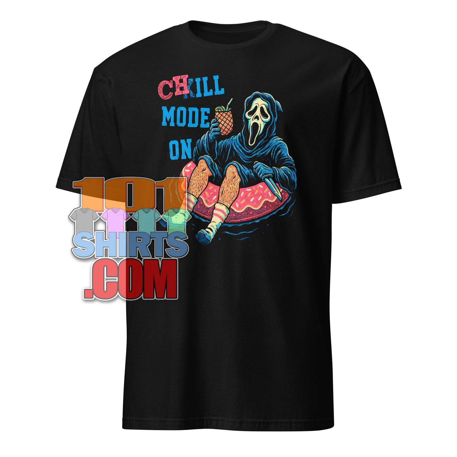 "Chill Mode On" Funny Horror Character T-Shirt - Perfect for Slasher Fans & Laid-Back Vibes Tee