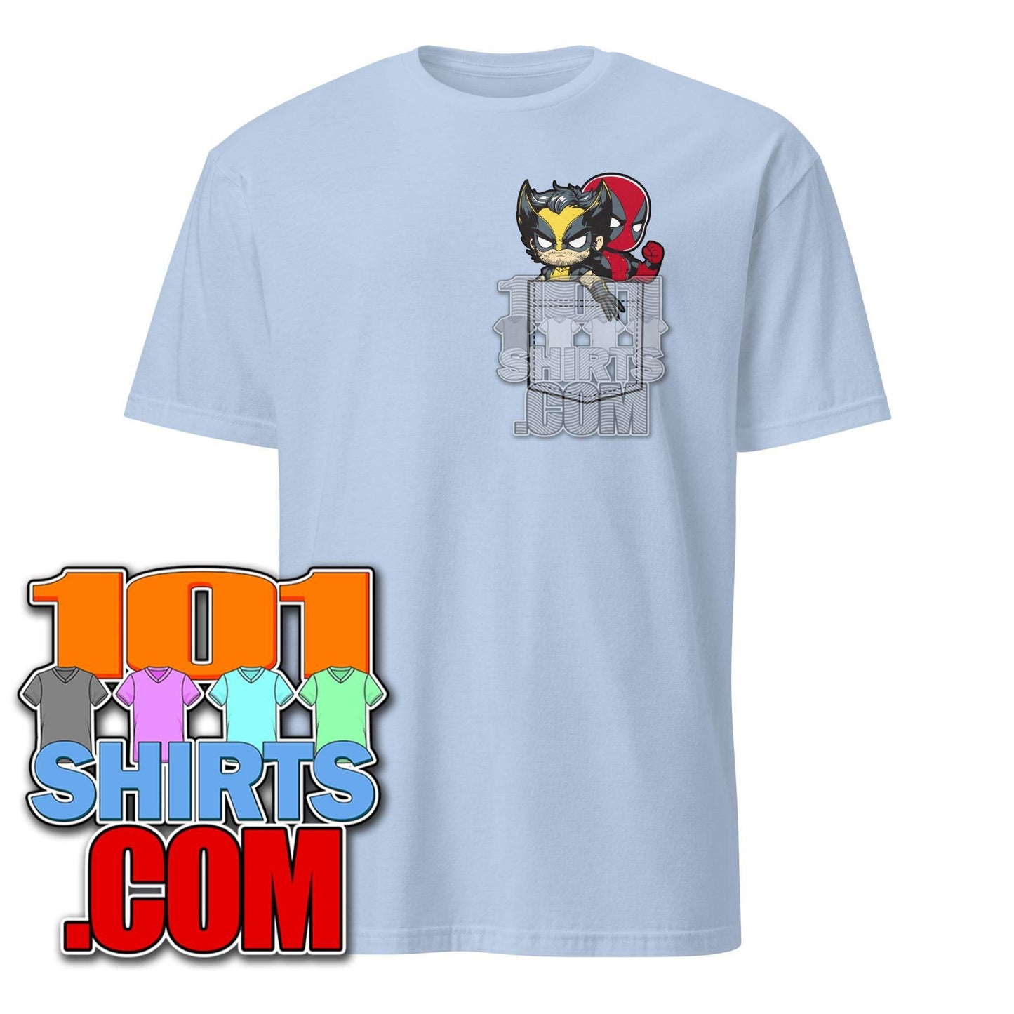 Cute Baby Wolverine and Deadpool in Pocket Funny T-Shirt - 101SHIRTS
