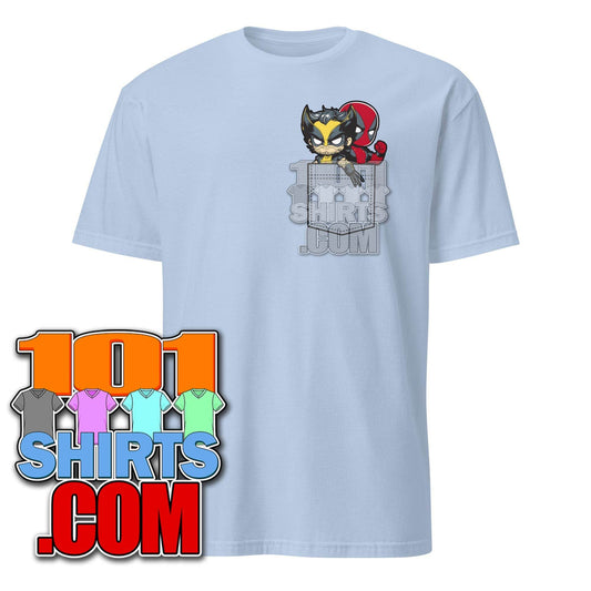 Cute Baby Wolverine and Deadpool in Pocket Funny T-Shirt - 101SHIRTS