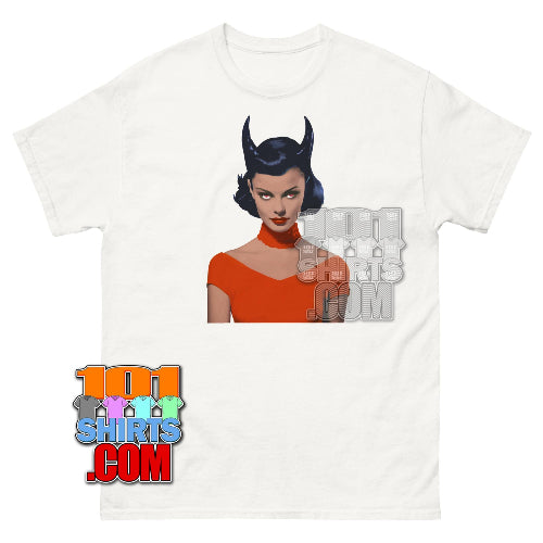 Devil Woman Art T-Shirt | Edgy Pin-Up Style Demon Girl Tee