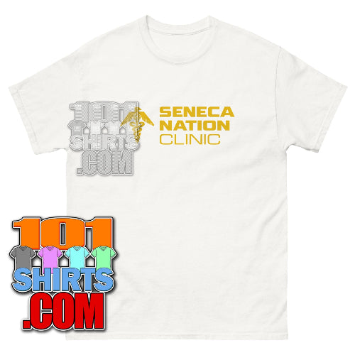 white Dexter: Resurrection Tee Seneca Nation Clinic Logo T-Shirt