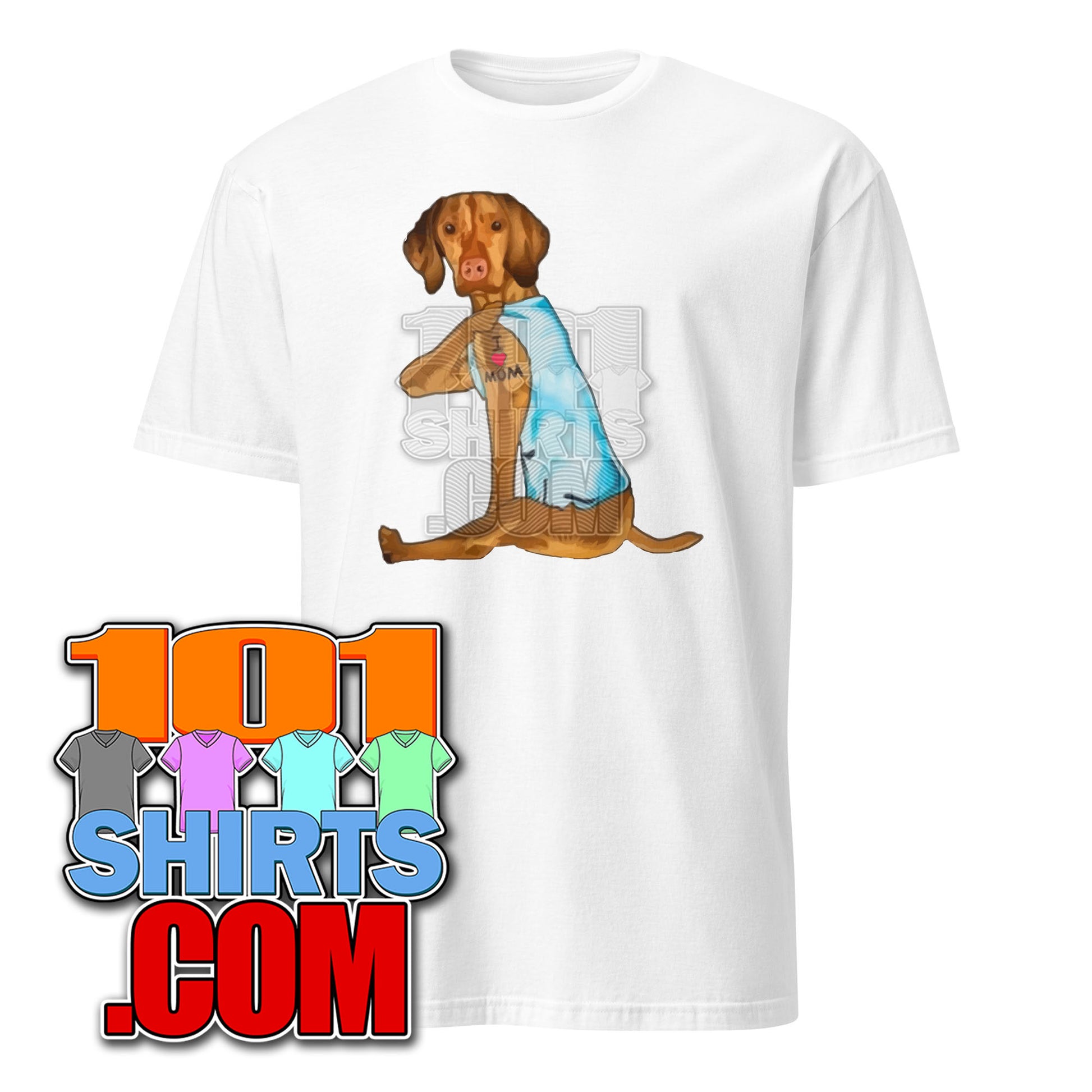 Dog with Tattoo I Love Mom T-Shirt