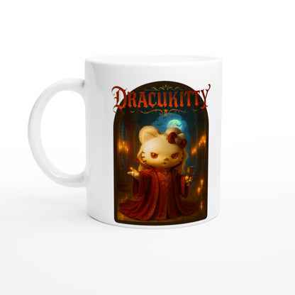 Dracukitty Mug - Hello Kitty Vampire, Gothic Cute, Unique Halloween & Horror Fan Gift, Coffee Cup