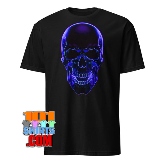 Electrifying Neon Blue Skull T-Shirt – Glow with Edgy Style! Tee