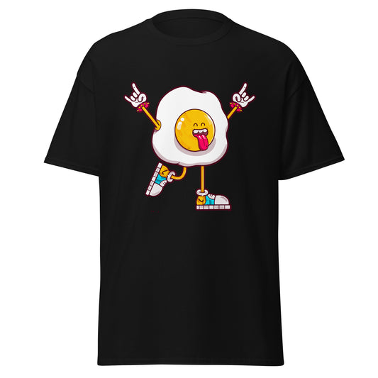 Fried Egg Cartoon Character Retro Animation Style Lineart Funny T-Shirt - 101 Shirt.com