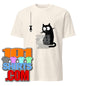 Funny Black Cat Staring on Fish T-Shirt - Funny Abstract Cat Tee - Simple Cute Design