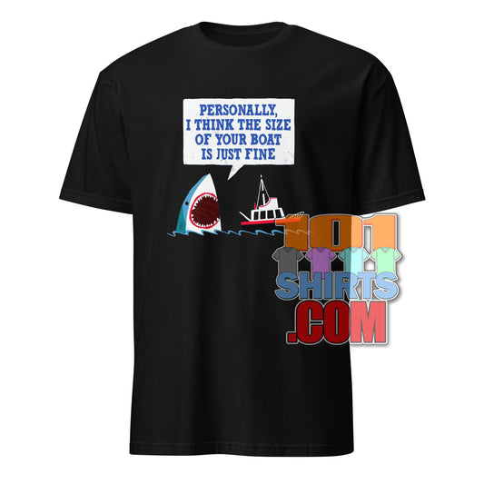 Funny Shark Boat Size T-Shirt - Hilarious Fishing & Boating Humor Tee!