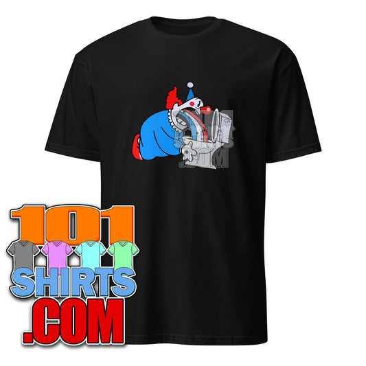 Funny Sick Clown Toilet Rainbow T-Shirt - Dark Humor & Quirky Graphic Tee