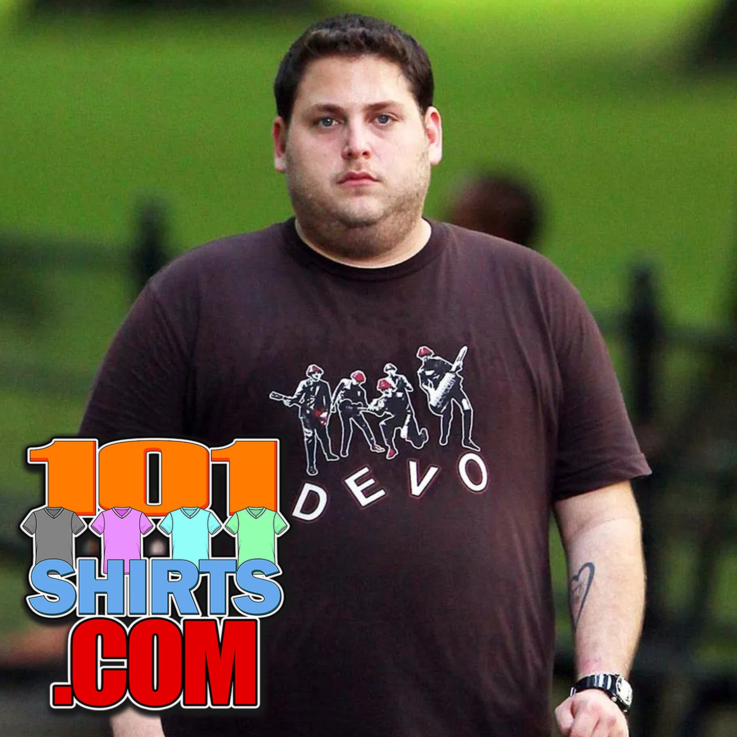 Get Him to the Greek Movie  Jonah Hill Aaron Green DEVO Band T-Shirt