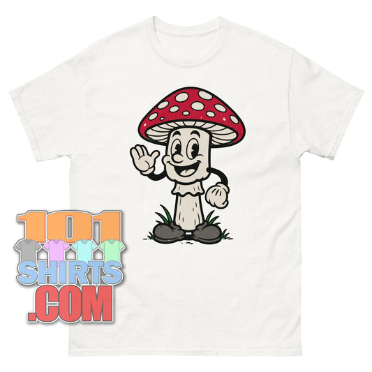 Happy Fly Agaric Mushroom T-Shirt: Whimsical, Retro, & Fun for Nature Lovers & Gamers! Tee