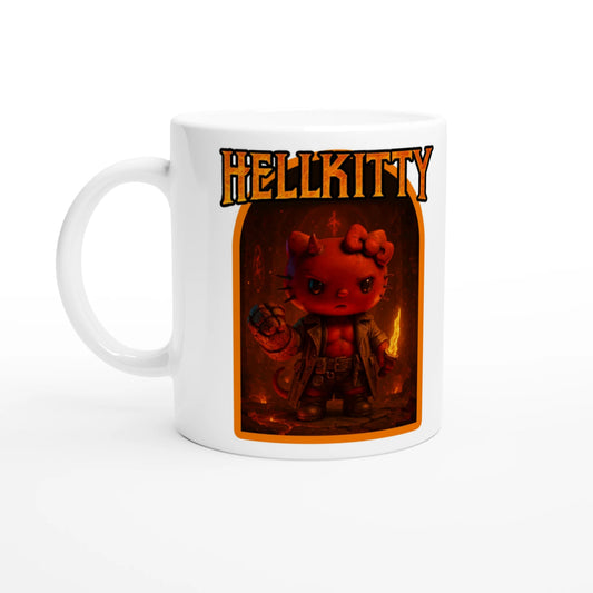 Hellkitty Mug - Hello Kitty & Hellboy Comic Mashup, Demonic Cute, Unique Fan Gift, Coffee Cup