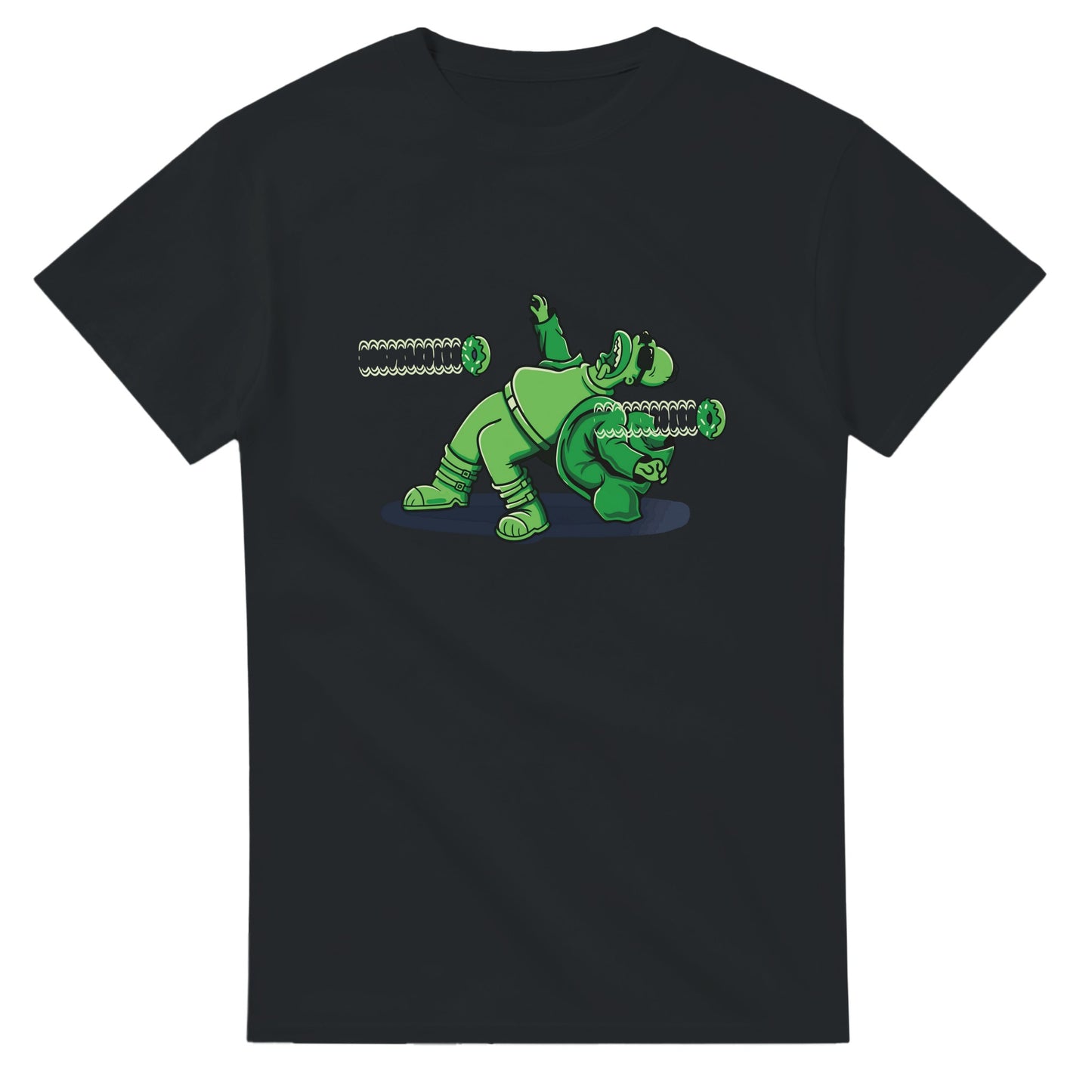 Homer Simpson flying Donuts Neo Matrix Movie Bullet Scene Funny Parody T-Shirt