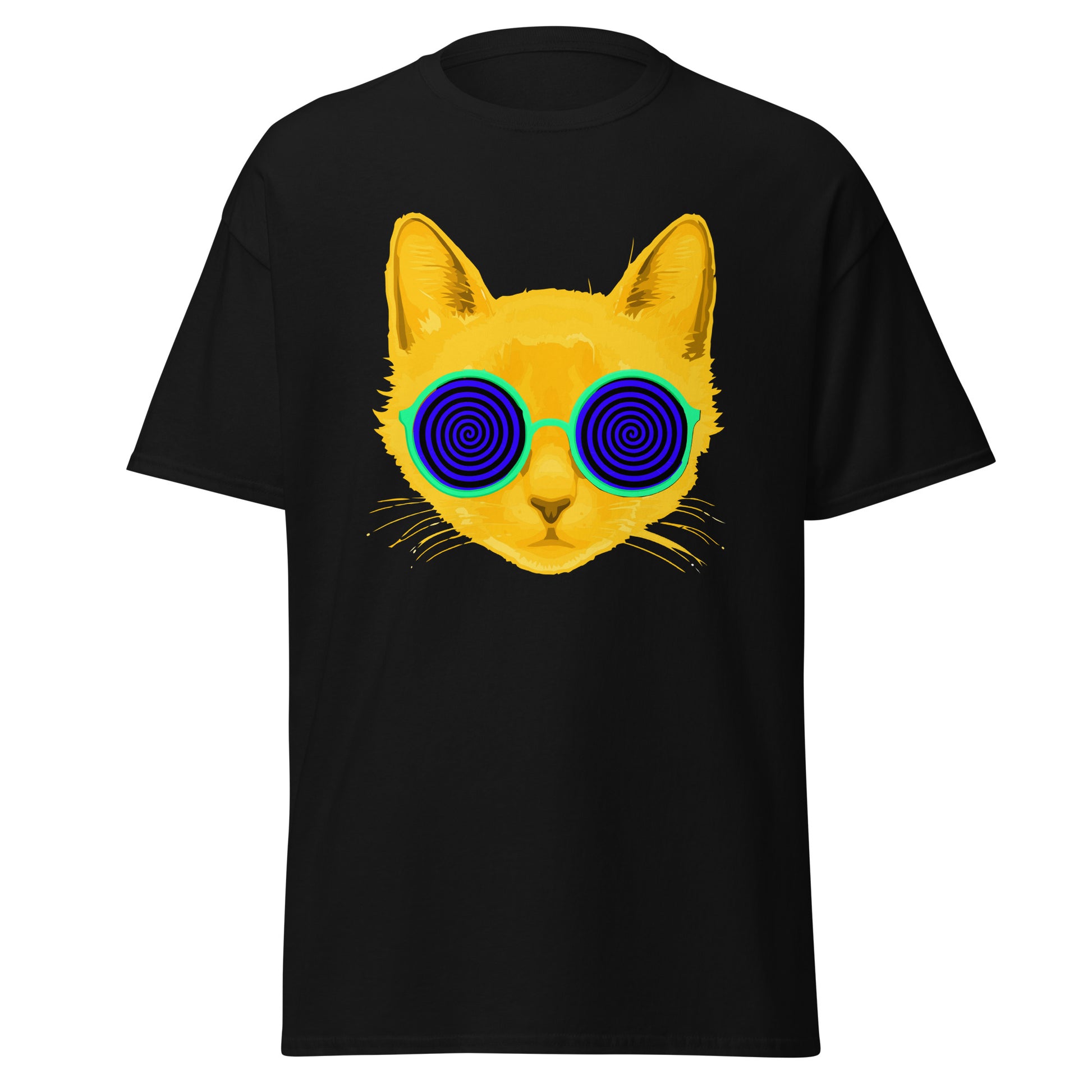 Hypnotic Phychedelic Cat with Spiral Eyes Follow me Hypnotized Trippy T-Shirt